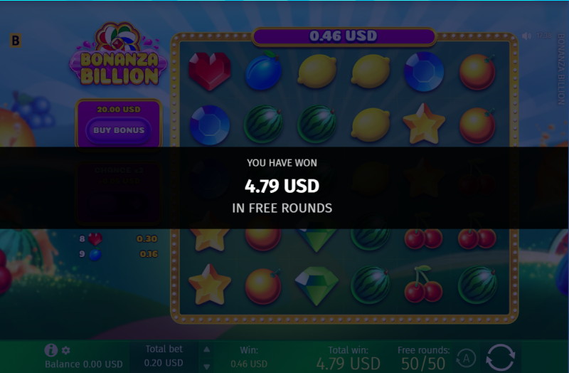 カジノギャラクシー｜入金不要ボーナスの対象ゲーム「Bonanza billion」で遊んだ結果